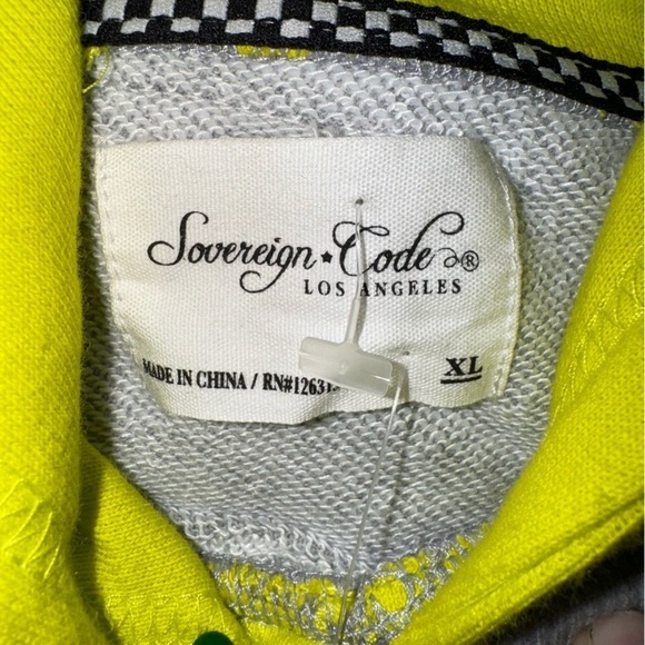 NWT Sovereign Code mens Brinx Cotton Hoodie heather grey/neon size XL - Picture 6 of 12